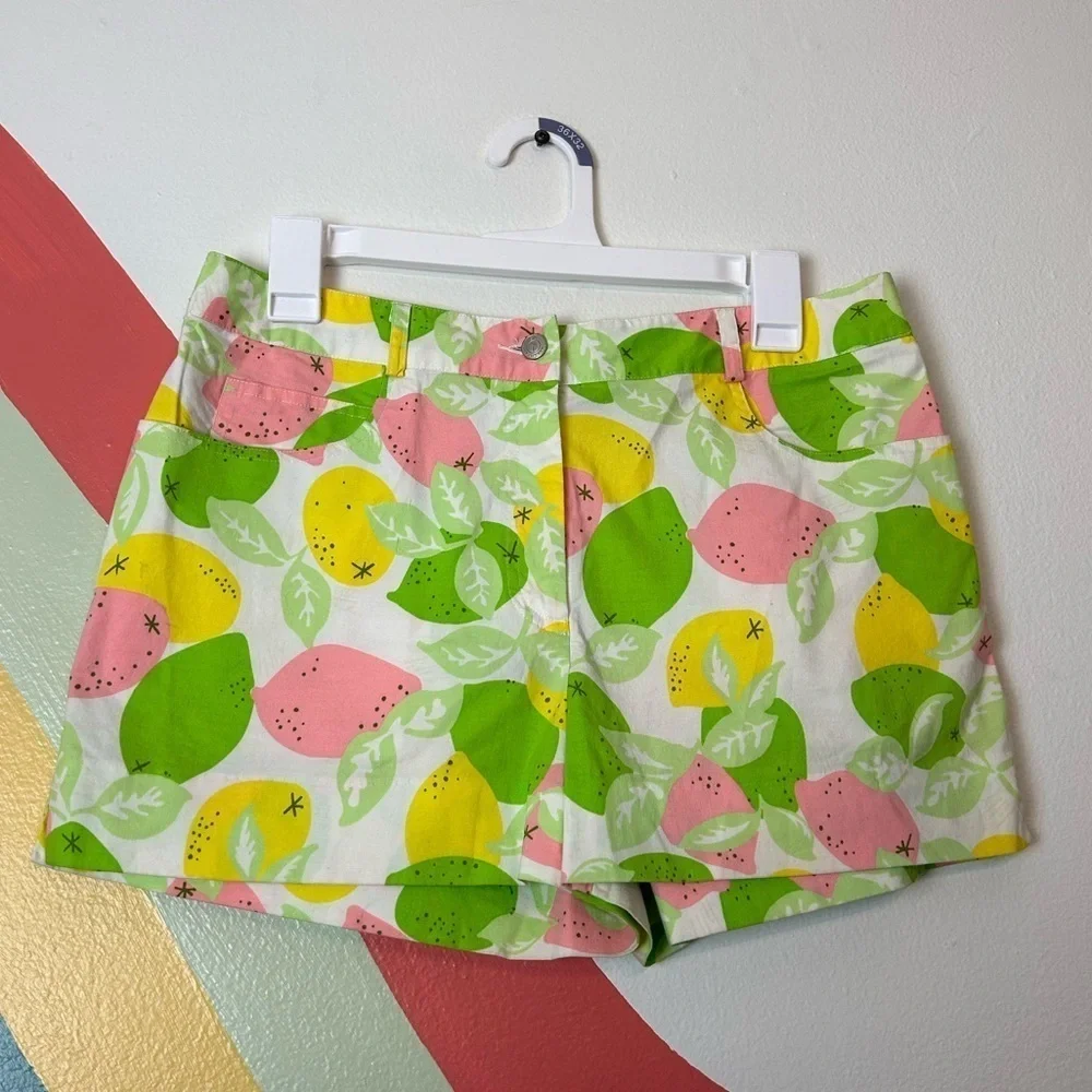 LILLY Pulitzer Lemonade Orange Blossom High Rise Shorts Rare Classic Vintage 4 - Picture 1 of 8